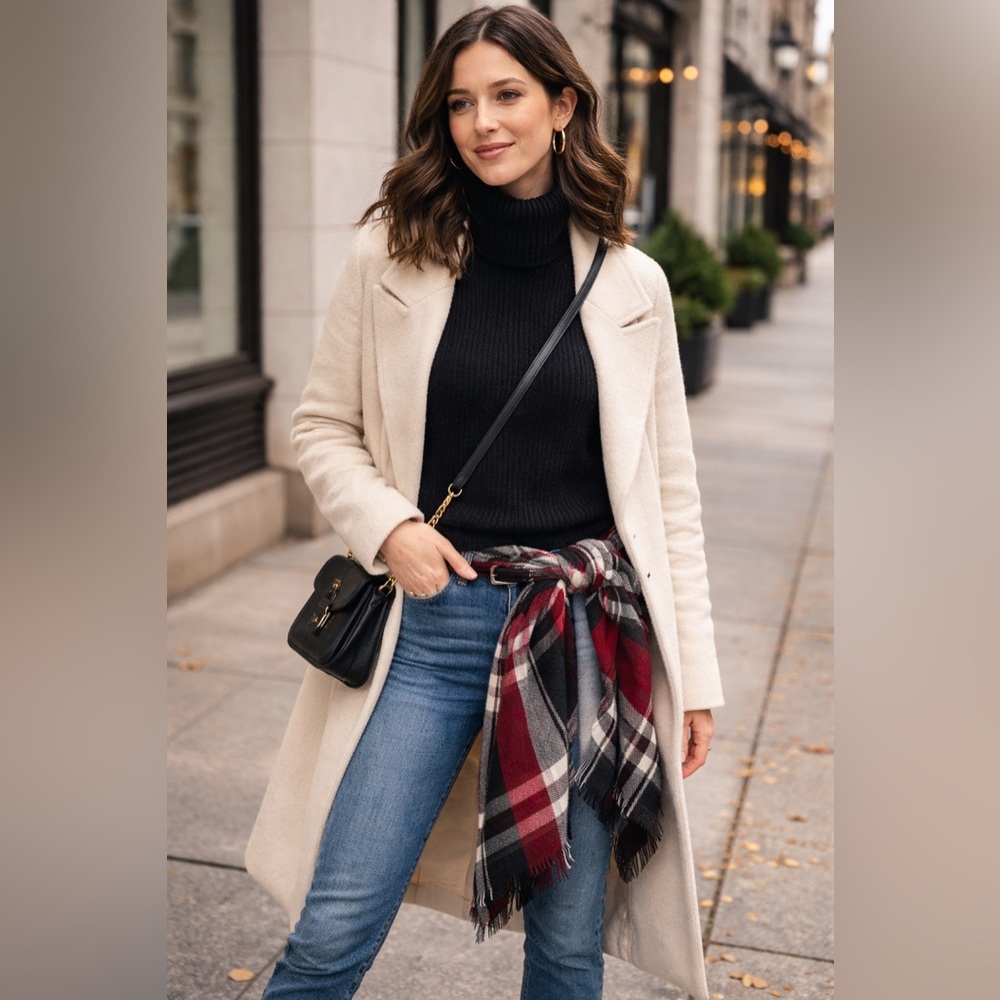 Classic Red & Black Plaid Oversized Square Scarf | Blanket Scarf Wrap